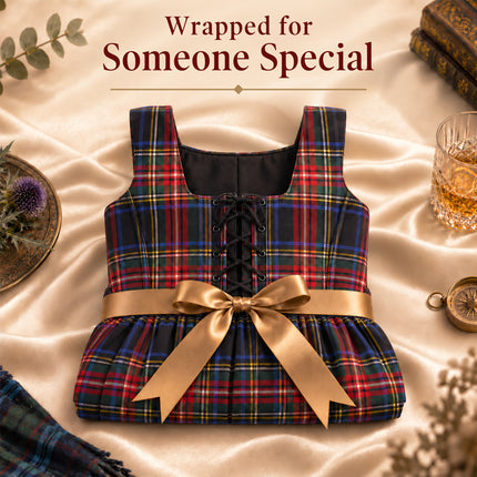 Women's Scottish Highland Dress - Long Tartan Dress | Black Stewart
