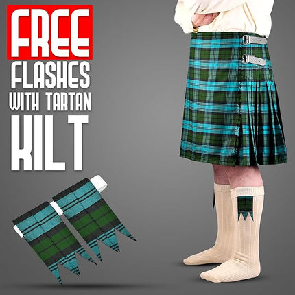 Kilt for Men I Ancient Campbell Tartan Kilt Polyviscose 8 Yard Traditional Men Kilt | Big & Tall