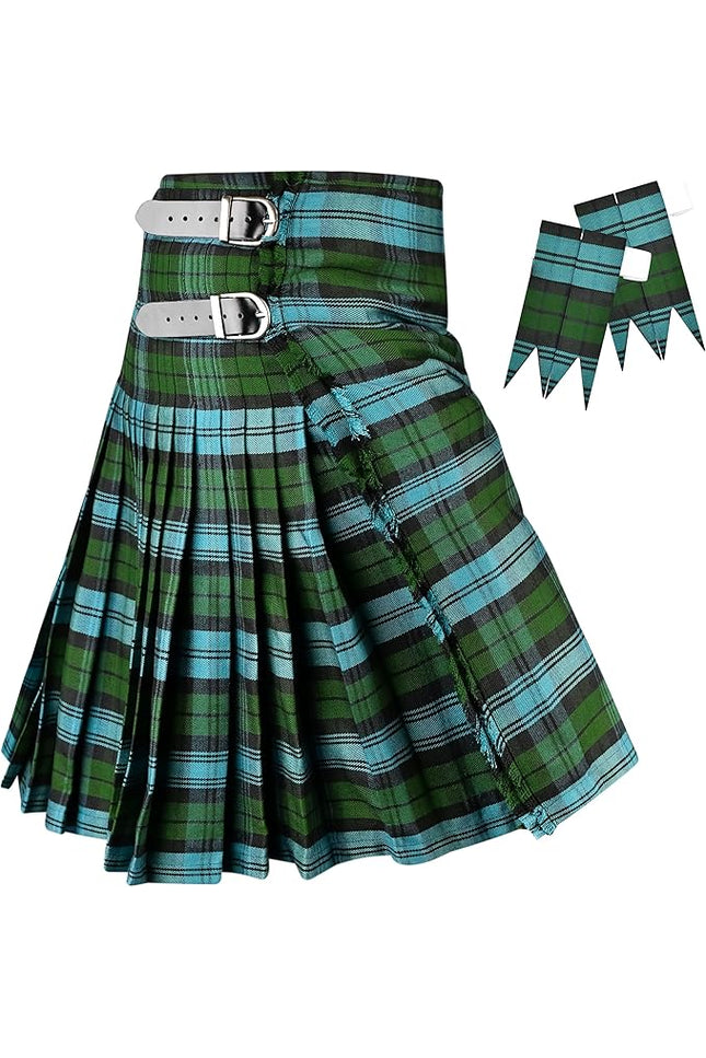 Kilt for Men I Ancient Campbell Tartan Kilt Polyviscose 8 Yard Traditional Men Kilt