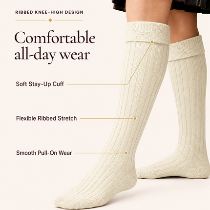 Comfortable Wool Blend Cream Kilt Hose | High-Quality Kilt Socks