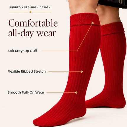 Comfortable Wool Blend Red Kilt Hose | High-Quality Kilt Socks
