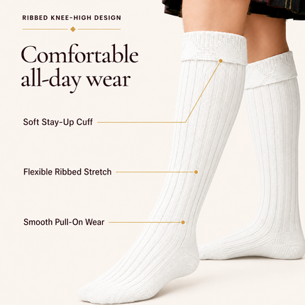 Comfortable Wool Blend White Kilt Hose | High-Quality Kilt Socks