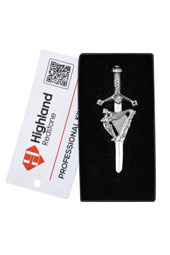 Scottish Kilt Pin for men | Irish Harp Chrome