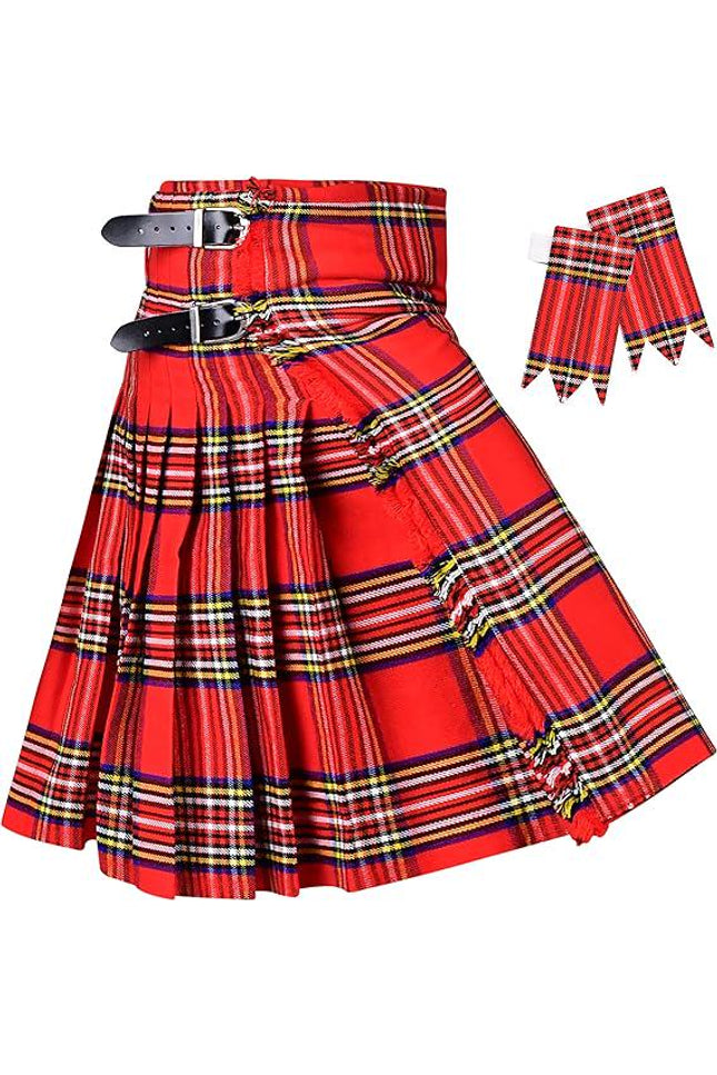 Men's Royal Stewart Tartan Kilt – 16oz Acrylic Wool, 5 Yards Traditional Scottish Kilt