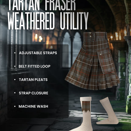 Valor Acrylic Utility Kilt | 16oz Fraser Weathered Tartan KIlt