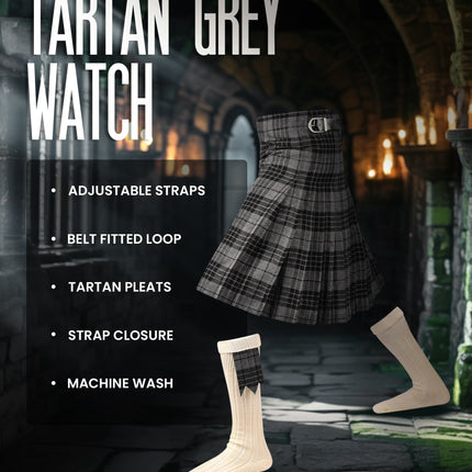 Acrylic Kilt | 16oz Gray Watch Tartan Kilt | Big & Tall