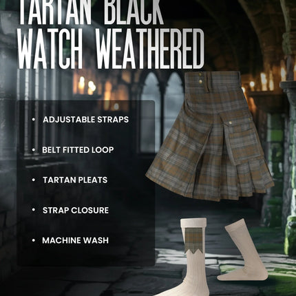 Valor Acrylic Utility Kilt | 16oz Black Watch Weathered Tartan KIlt