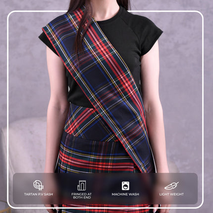 Women's Sash | Black Stewart Tartan