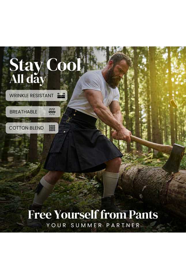 Phantom Modern Utility Kilt - Black | Big & Tall