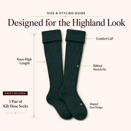 Comfortable Wool Blend Green Kilt Hose | High-Quality Kilt Socks