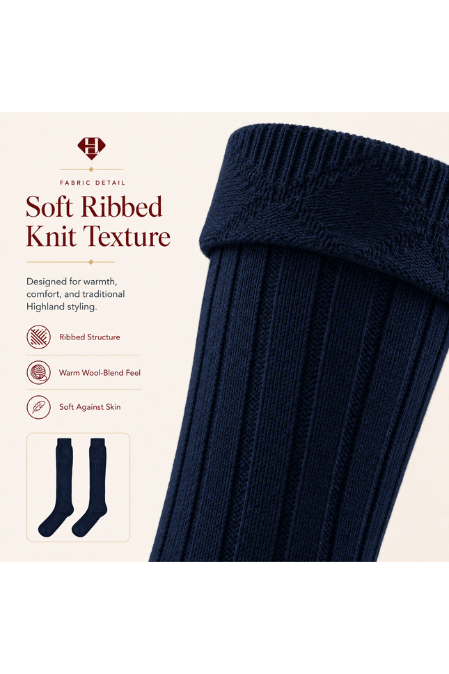 Comfortable Wool Blend Blue Kilt Hose | High-Quality Kilt Socks