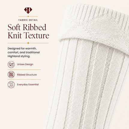 Comfortable Wool Blend White Kilt Hose | High-Quality Kilt Socks