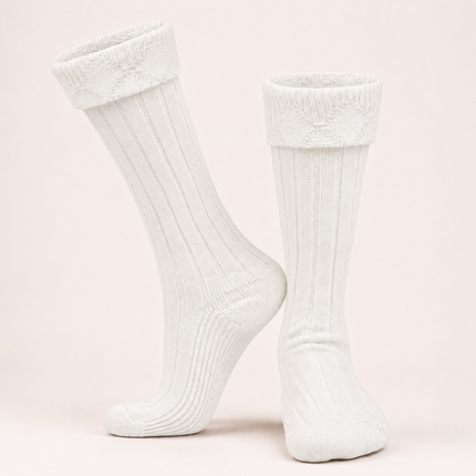 Comfortable Wool Blend White Kilt Hose | High-Quality Kilt Socks