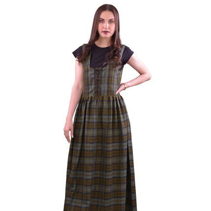 Women's Scottish Highland Dress - Long Tartan Dress | Black Watch Weathered