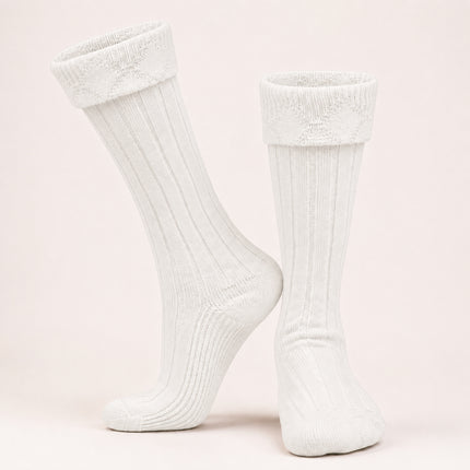 Comfortable Wool Blend White Kilt Hose | High-Quality Kilt Socks