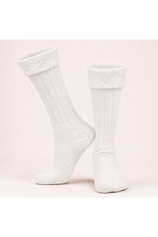 Comfortable Wool Blend White Kilt Hose | High-Quality Kilt Socks