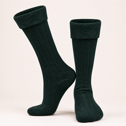 Comfortable Wool Blend Green Kilt Hose | High-Quality Kilt Socks