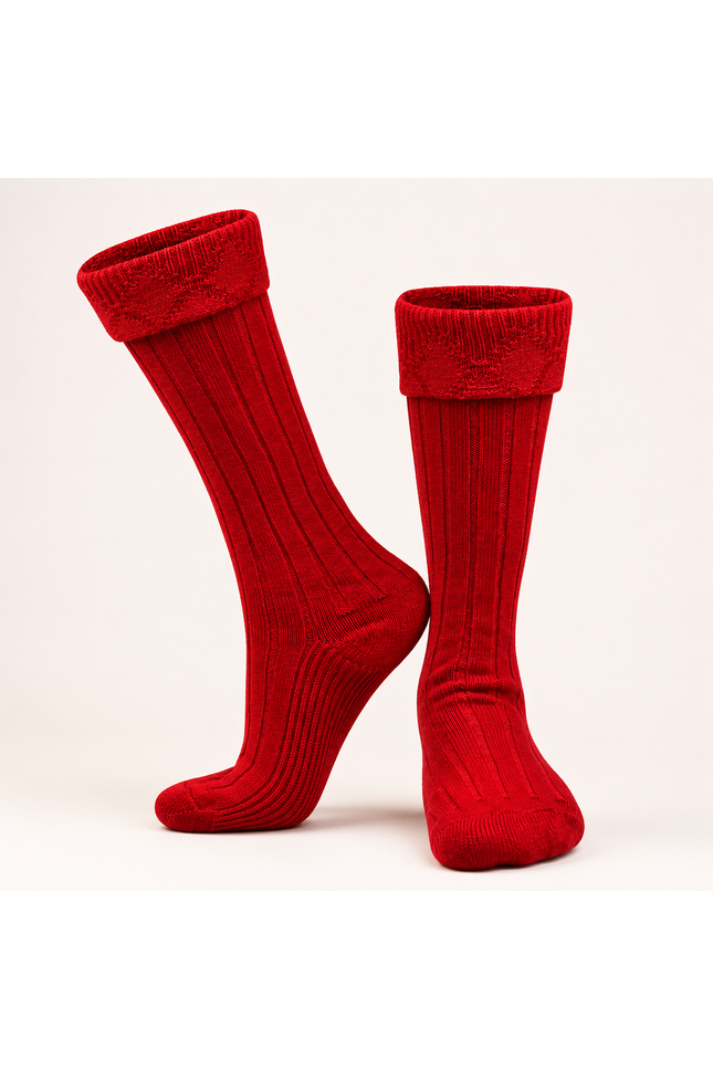 Comfortable Wool Blend Red Kilt Hose | High-Quality Kilt Socks