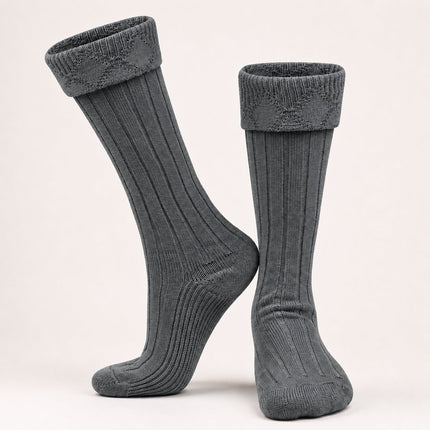 Comfortable Wool Blend Grey Kilt Hose | High-Quality Kilt Socks