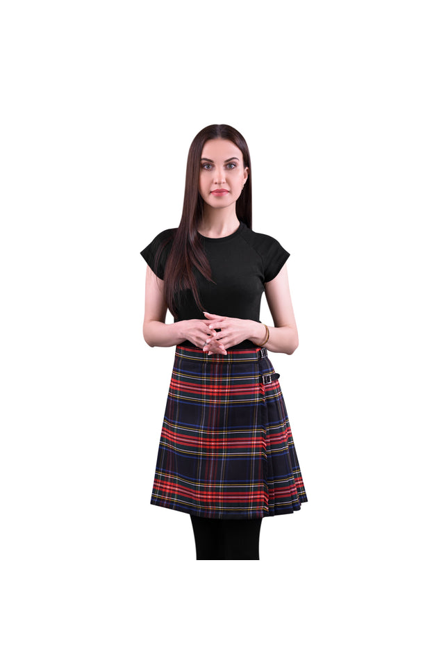 Woman Plaid Kilt - Black Stewart Tartan Kilt - Premium Quality & Timeless Style