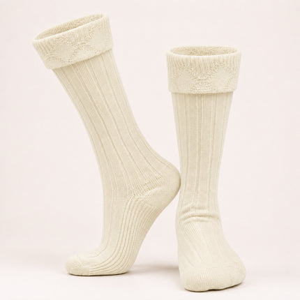 Comfortable Wool Blend Cream Kilt Hose | High-Quality Kilt Socks